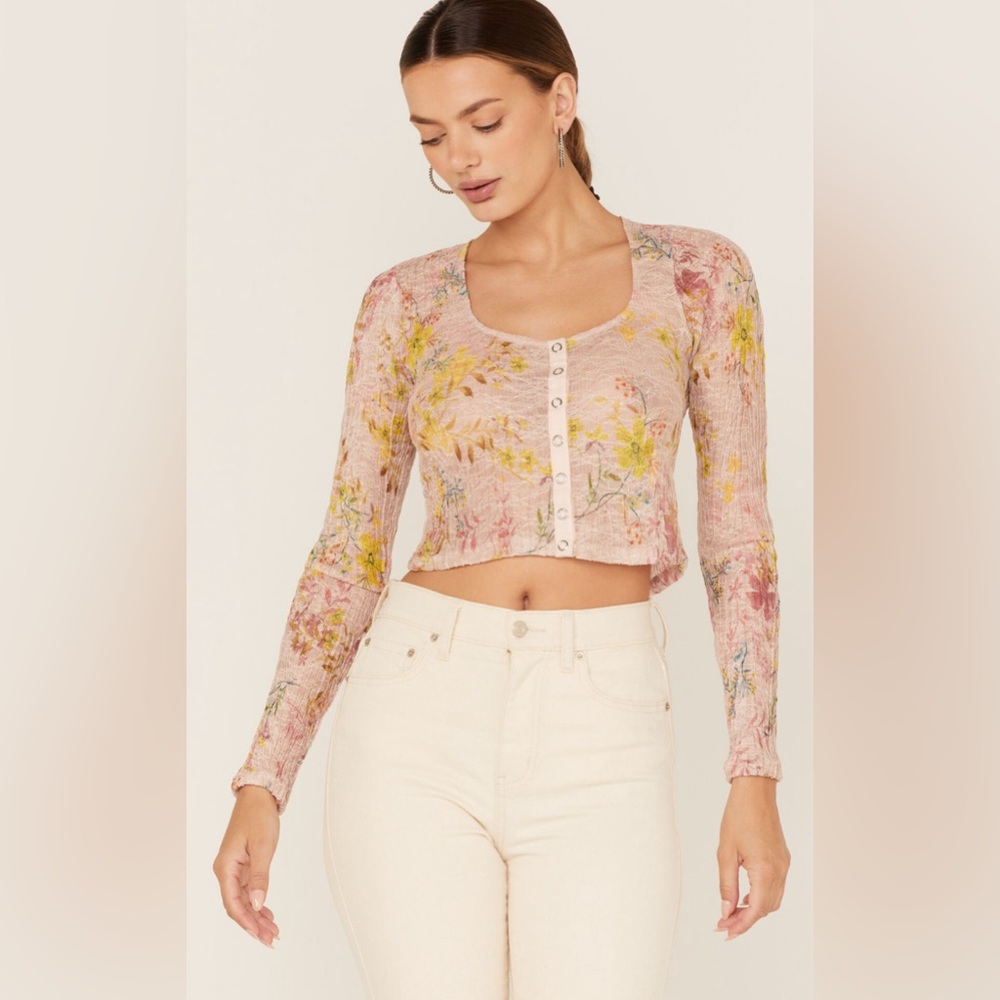Free People Angelina Floral Print Crop Top R181-1
